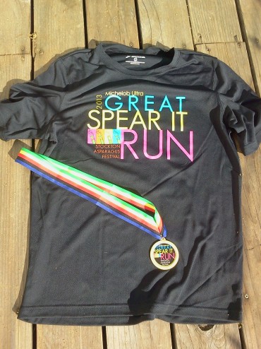 The Tee Shirt and Medal from the Stockton Spear It Run