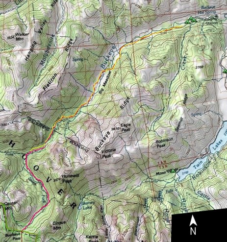 Buckeye Creek Trail Map, Hoover Wilderness