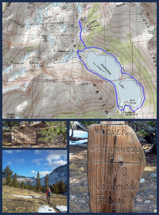 Topo Trail Map for Saddlebag Lake, Inyo National Forest