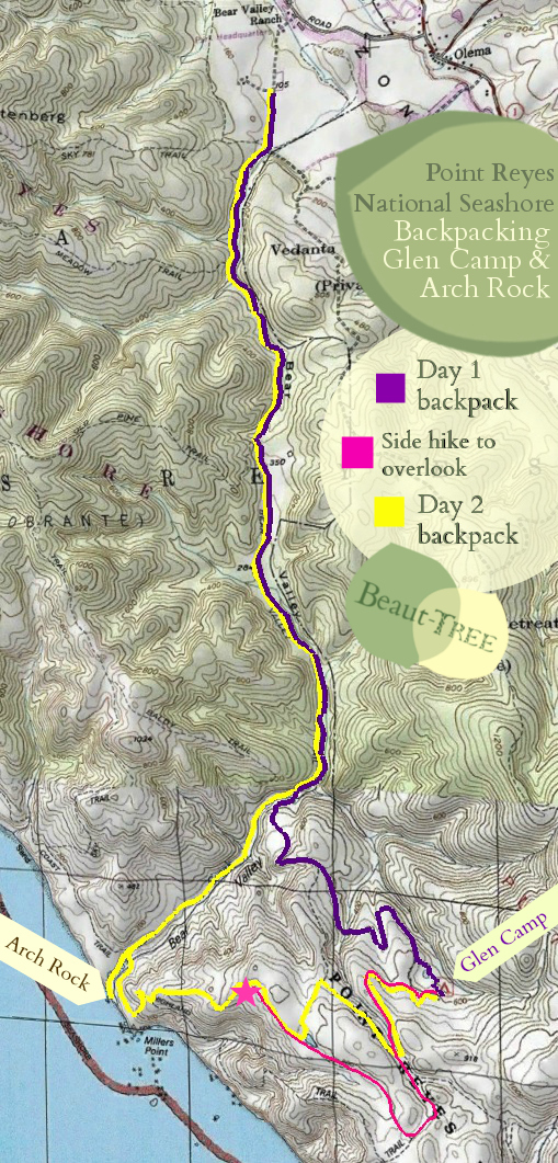 Glen Camp Point Reyes Backpacking Trail Map