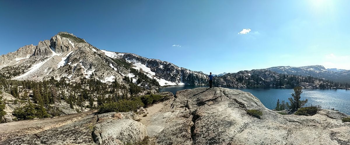Peeler Lake vista near our camp. Curtis for scale ;)
