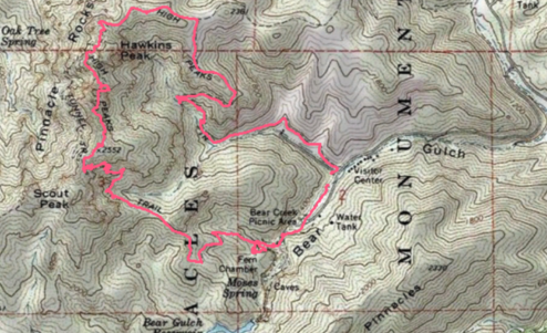 Pinnacles High Peaks Trail Map